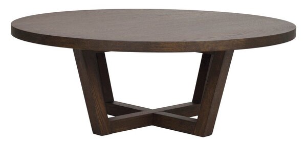 Ciemnobrązowy okrągły stolik w dekorze dębu ø 110 cm Boxford – Rowico