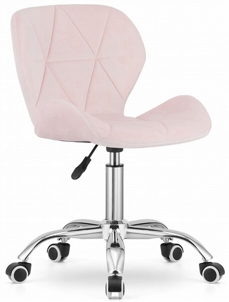 Różowy pikowany fotel obrotowy - Renes 4X