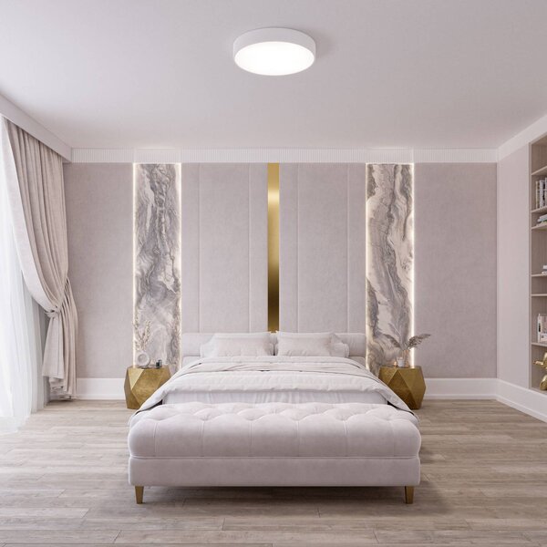 Plafon z czujnikiem ruchu Cleo 500 TEMAR LIGHTING, biały / opal, salon / jadalnia, metal, nowoczesny