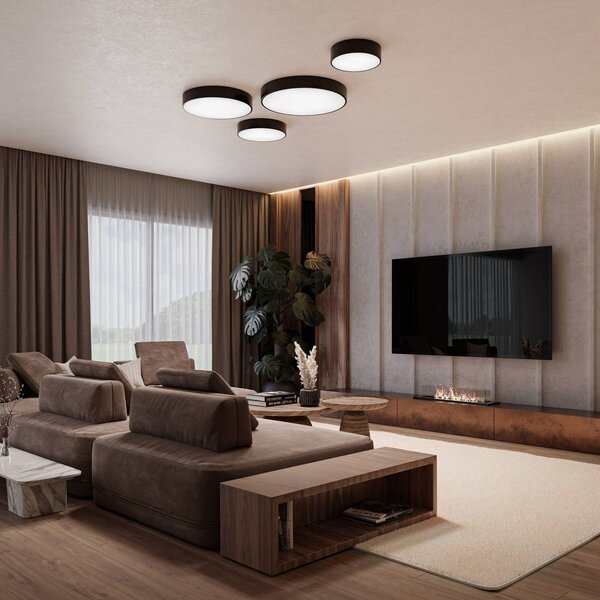 Plafon z czujnikiem ruchu Cleo 500 TEMAR LIGHTING, czarny, salon / jadalnia, metal, nowoczesny