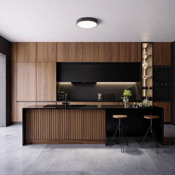 Plafon z czujnikiem ruchu Cleo 500 TEMAR LIGHTING, czarny, salon / jadalnia, metal, nowoczesny