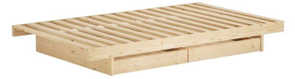 Naturalne łóżko z litego drewna sosnowego ze schowkiem i stelażem 90x200 cm Kanso – Karup Design