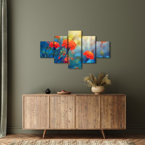 Obraz - Pomarańczowe kwiaty (125x70 cm)