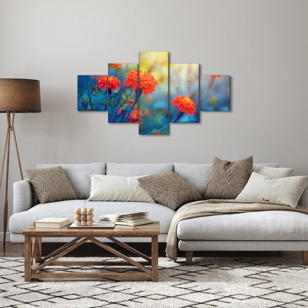 Obraz - Pomarańczowe kwiaty (125x70 cm)