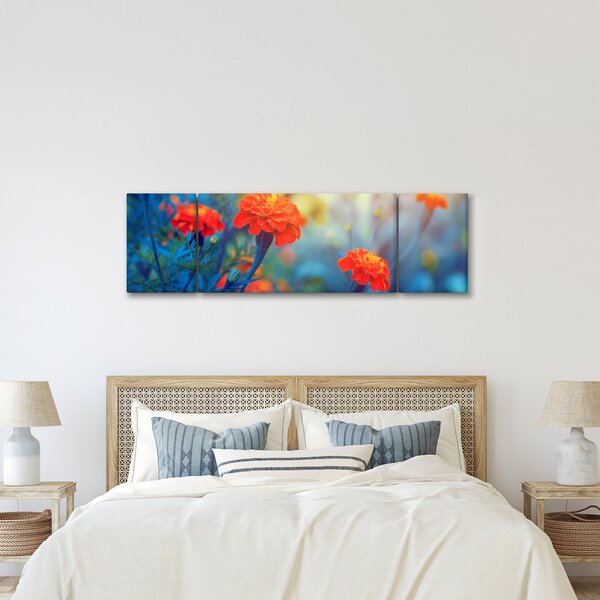 Obraz - Pomarańczowe kwiaty (170x50 cm)