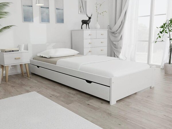 Łóżko IKAROS 80 x 200 cm, białe Stelaż: Ze stelażem listwowym rolowanym, Materac: Bez materaca