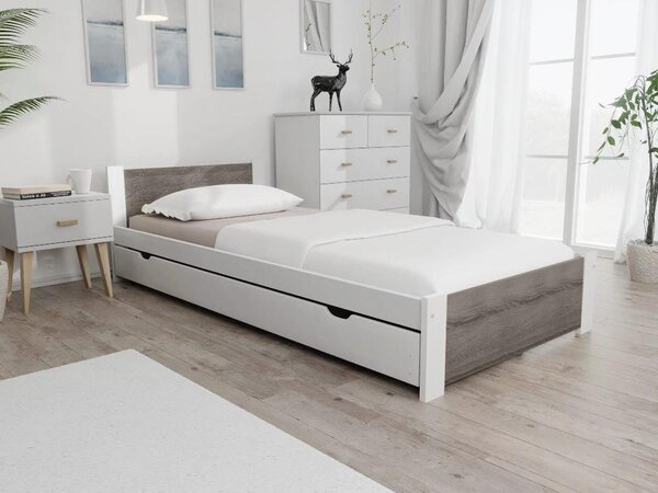 Łóżko IKAROS 80 x 200 cm, biały/dąb truflowy Stelaż: Bez stelaża, Materac: Bez materaca