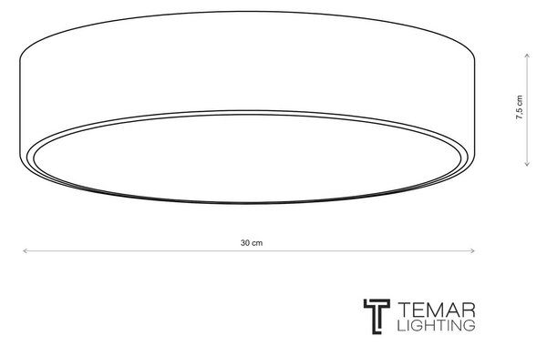 Lampa sufitowa Cleo 300 TEMAR LIGHTING, możliwość ściemniania, aluminiowy / szary / cynkowy, salon / jadalnia, metal, nowoczesny