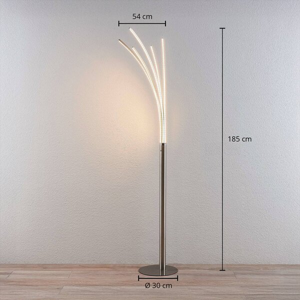 Lampa stojąca LED Boba Lindby, aluminiowy / szary / cynkowy, salon / jadalnia, aluminium, nowoczesny