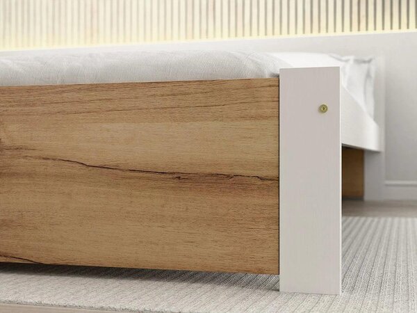 Łóżko IKAROS 80 x 200 cm, biały/dąb artisan Stelaż: Ze stelażem listwowym rolowanym elastycznym, Materac: Materac Coco Maxi 20 cm