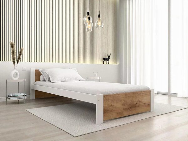 Łóżko IKAROS 80 x 200 cm, biały/dąb artisan Stelaż: Ze stelażem listwowym rolowanym elastycznym, Materac: Materac Coco Maxi 20 cm