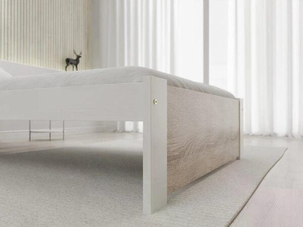 Łóżko IKAROS 80 x 200 cm, białe/dąb sonoma Stelaż: Ze stelażem listwowym rolowanym, Materac: Bez materaca
