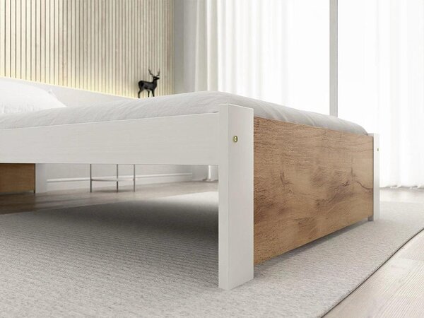 Łóżko IKAROS 80 x 200 cm, biały/dąb artisan Stelaż: Ze stelażem listwowym rolowanym elastycznym, Materac: Materac Coco Maxi 20 cm