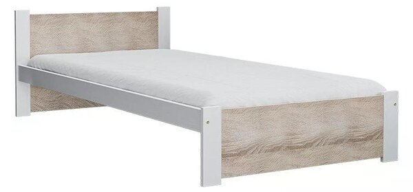 Łóżko IKAROS 80 x 200 cm, białe/dąb sonoma Stelaż: Ze stelażem listwowym rolowanym, Materac: Bez materaca