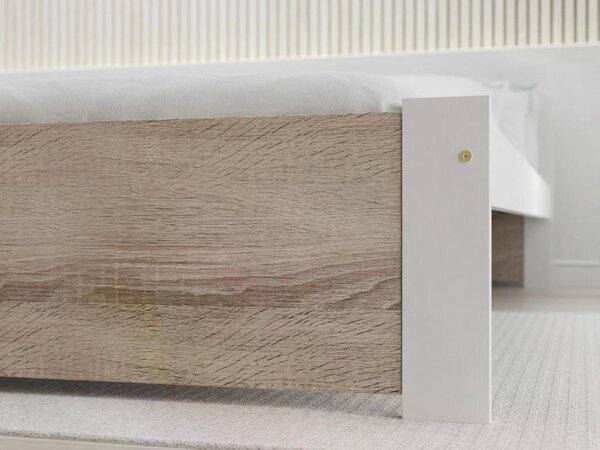 Łóżko IKAROS 80 x 200 cm, białe/dąb sonoma Stelaż: Ze stelażem listwowym rolowanym, Materac: Bez materaca