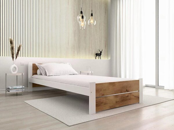 Łóżko IKAROS DOUBLE 80 x 200 cm, biały/dąb artisan Stelaż: Ze stelażem listwowym rolowanym, Materac: Bez materaca