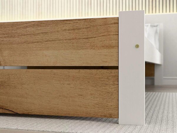 Łóżko IKAROS DOUBLE 80 x 200 cm, biały/dąb artisan Stelaż: Ze stelażem listwowym rolowanym, Materac: Bez materaca