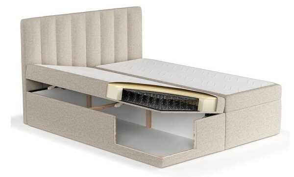Beżowe łóżko boxspring ze schowkiem 160x200 cm Novento – Maison de Rêve