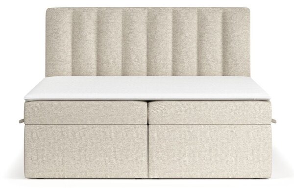 Beżowe łóżko boxspring ze schowkiem 160x200 cm Novento – Maison de Rêve