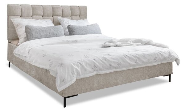Beżowe tapicerowane łóżko dwuosobowe ze stelażem 140x200 cm Eve – Miuform