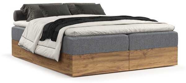 Szaro-naturalne łóżko boxspring ze schowkiem 140x200 cm Faro – Maison de Rêve