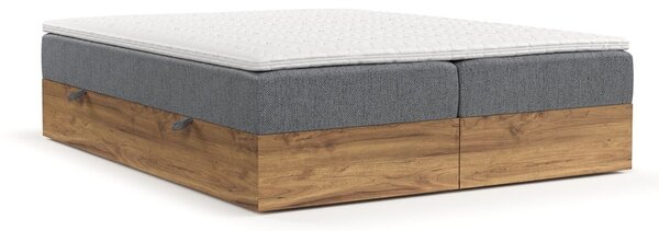 Szaro-naturalne łóżko boxspring ze schowkiem 140x200 cm Faro – Maison de Rêve