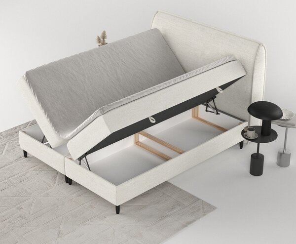 Kremowe łóżko boxspring ze schowkiem 180x200 cm Melba – Maison de Rêve