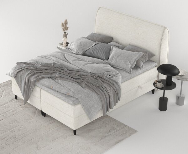 Kremowe łóżko boxspring ze schowkiem 180x200 cm Melba – Maison de Rêve