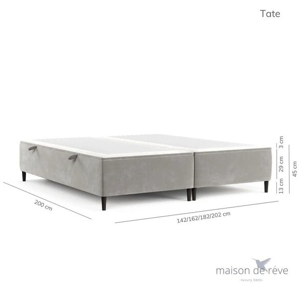 Kremowe tapicerowane łóżko dwuosobowe ze schowkiem 180x200 cm Tate – Maison de Rêve