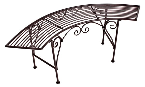 Czarno-ciemnobrązowa metalowa ławka ogrodowa Fuego – Garden Pleasure