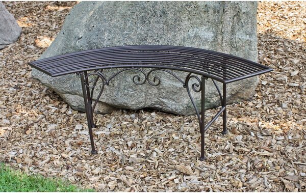 Czarno-ciemnobrązowa metalowa ławka ogrodowa Fuego – Garden Pleasure