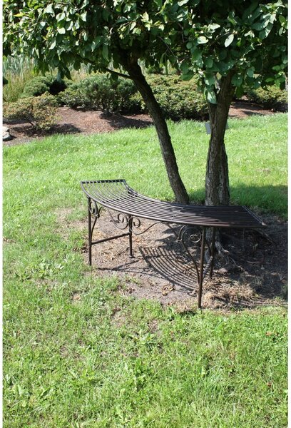 Czarno-ciemnobrązowa metalowa ławka ogrodowa Fuego – Garden Pleasure