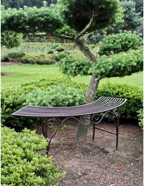 Czarno-ciemnobrązowa metalowa ławka ogrodowa Fuego – Garden Pleasure