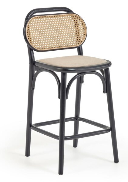 Czarny hoker z litego drewna wiązu (wysokość siedziska 65 cm) Doriane – Kave Home