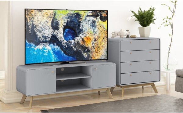 Szara szafka pod TV 140x53 cm Caitlin – Støraa