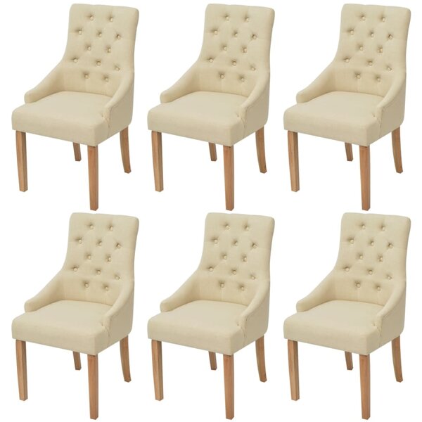 Krzesła stołowe, 6 szt., kremowe, tkanina