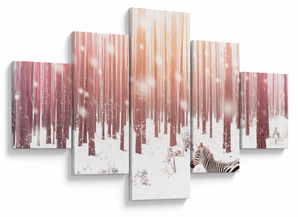 Obraz - Zebra w śnieżnym lesie (125x70 cm)