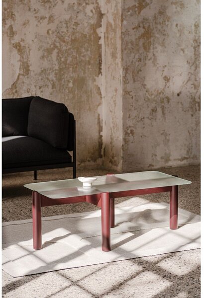 Bordowy stolik ze szklanym blatem 55x105 cm Kob – noo.ma