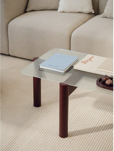 Bordowy stolik ze szklanym blatem 55x105 cm Kob – noo.ma