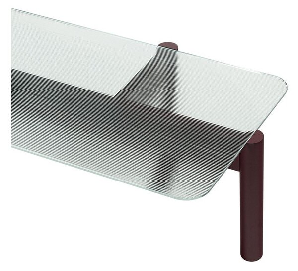 Bordowy stolik ze szklanym blatem 55x105 cm Kob – noo.ma