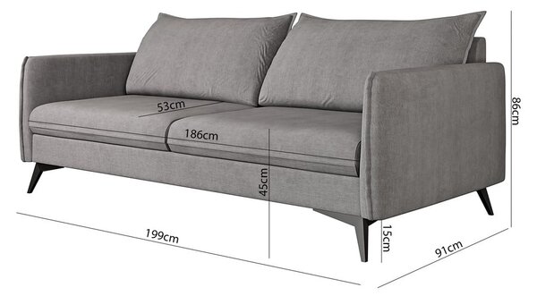 Szara sofa 199 cm Juli Bis – Ropez