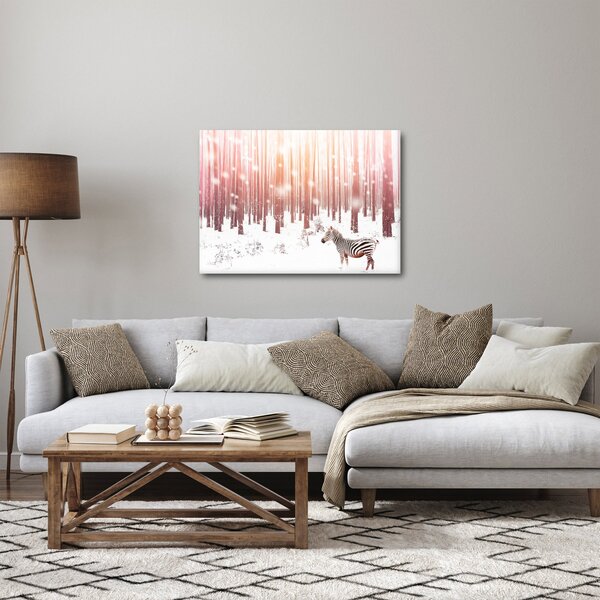 Obraz - Zebra w śnieżnym lesie (70x50 cm)
