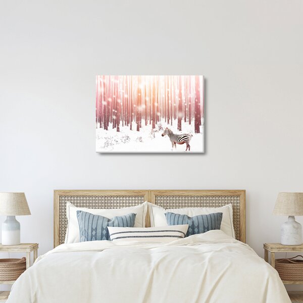 Obraz - Zebra w śnieżnym lesie (70x50 cm)