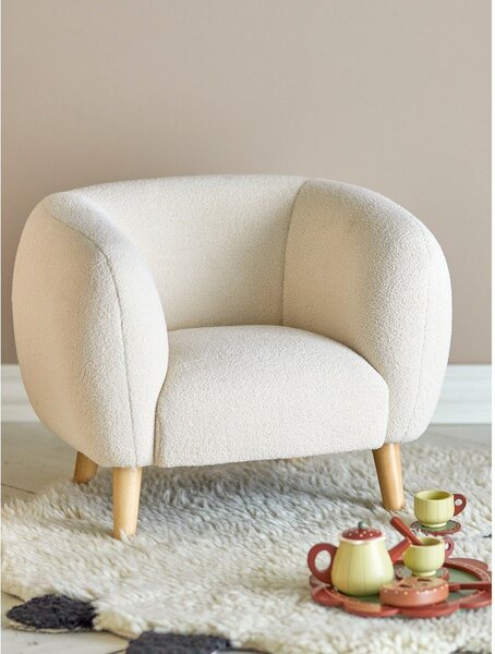 Biały fotel dziecięcy z materiału bouclé Cade – Bloomingville Mini
