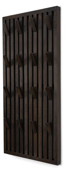 Ciemnobrązowy panel z wieszakami do przedpokoju z litego drewna dębowego 46x100x8 cm Parco – Spinder Design