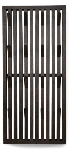 Ciemnobrązowy panel z wieszakami do przedpokoju z litego drewna dębowego 46x100x8 cm Parco – Spinder Design
