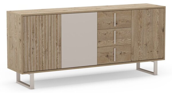 Szara niska komoda w dekorze dębu 180x80 cm Millay – Marckeric