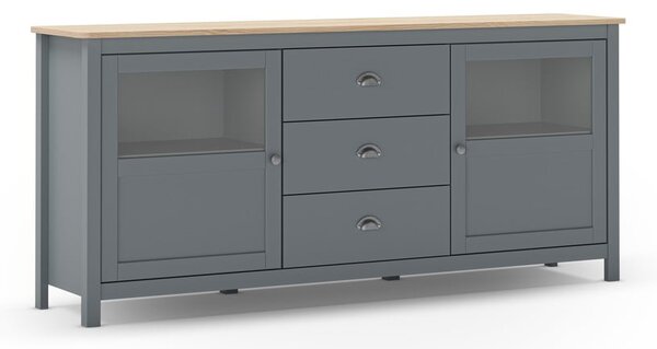 Szarozielona komoda z litego drewna sosnowego 180x80x40 cm Misti – Marckeric