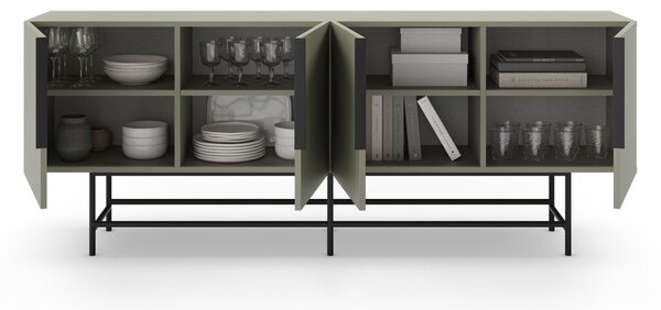 Zielonoszara niska komoda 200x77,5 cm Eldia – Marckeric
