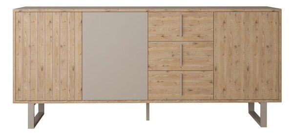 Szara niska komoda w dekorze dębu 180x80 cm Millay – Marckeric